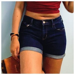 Mid Waist Denim Shorts